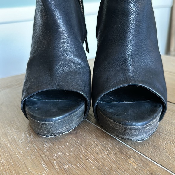 Allsaints black pebbled leather peep toe high heel boot bootie 38 US 7.5-8 - Picture 9 of 12